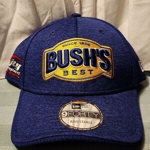 New Era Nascar Bush's Beans Chris Buescher 37 Velcroback Hat - New